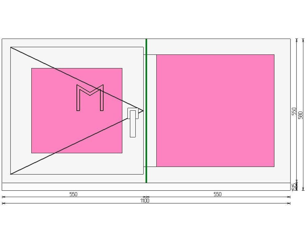 Пластиковое окно 550 х 1100 ТермА Эко + Москитная сетка