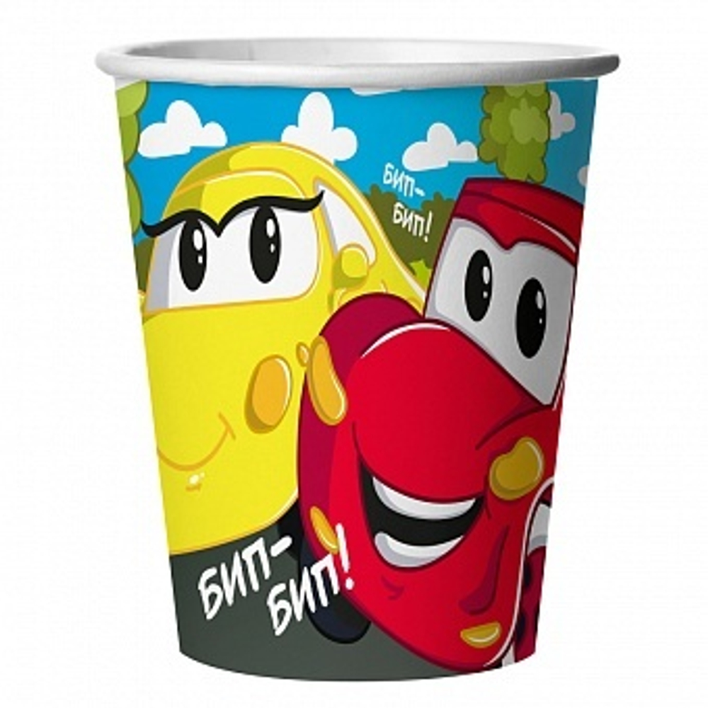 Стаканы (250 мл) Веселые машинки 6 шт.