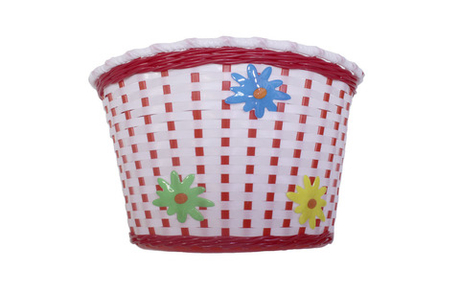 Корзина TRIX для дет. вел. 20", креп. на руль, 270x200x170мм, пласт., плетёная, красно-белая