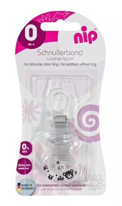 Держатель для пустышки NIP с кольцом серый