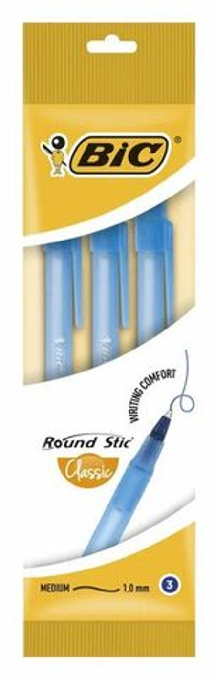 Набор ручек шар. BIC Round Stick синий, 3шт., 1,8мм