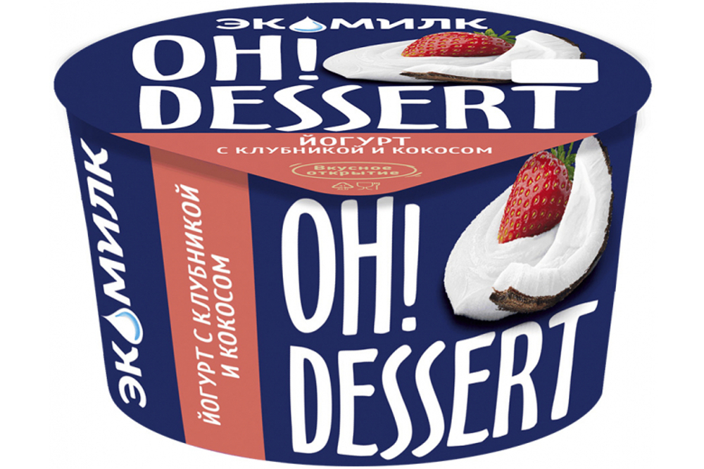 Йогурт Экомилк Oh! Dessert Клубника-Кокос 4.2% 130г