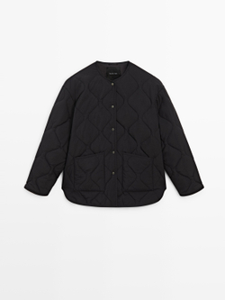 Massimo Dutti Стеганая куртка-накидка, черный