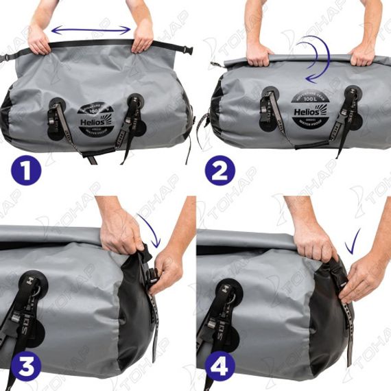 Гермобаул 100 л (ПВХ, серый/черный) (HS-GB-100-GB) Helios