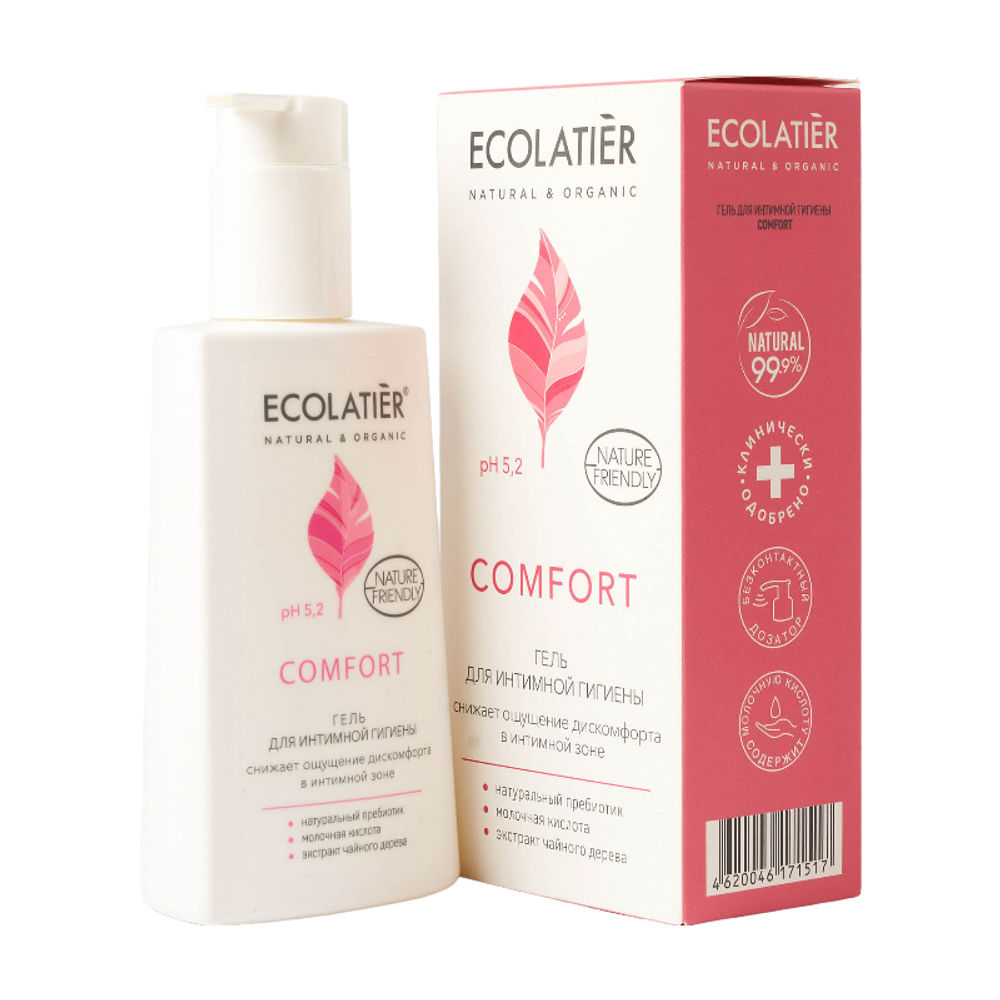 Гель для интимной гигиены Comfort с молочной кислотой и пробиотиком 250мл.(ECOLATIER)