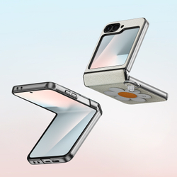 Чехол серого цвета (Daisy Edition - Starlight) из искусственной кожи от Dux Ducis для Samsung Flip 7 FE (W25 Flip) и Flip 6, серия Luvy Series Case