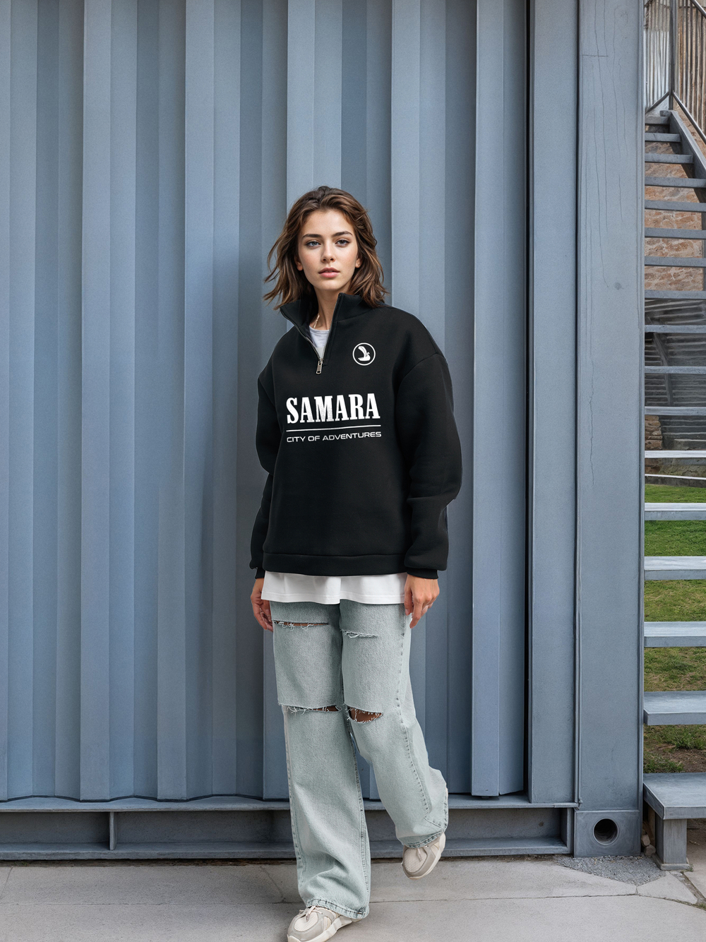 Толстовка женская с зип-воротником "Samara" черный