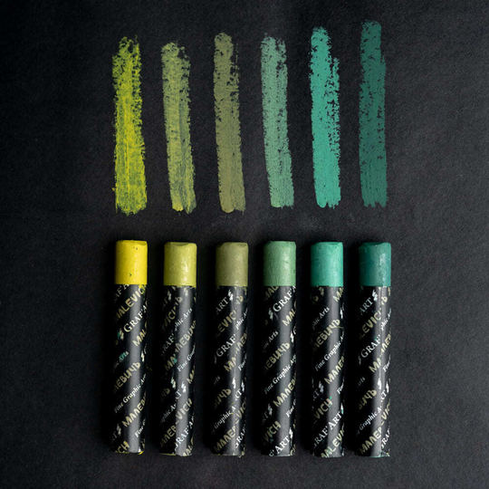Масляная пастель Малевичъ профессиональная, ЗЕЛЕНЫЕ ТОНА 6 цветов