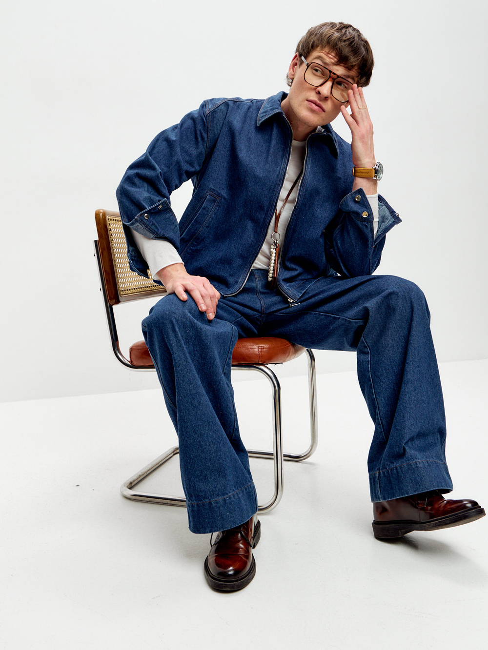 Джинсы унисекс из синего денима