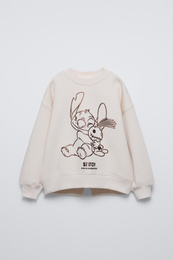 ZARA ТОЛСТОВКА С ПРИНТОМ LILO & STITCH © DISNEY, ЭКРЮ