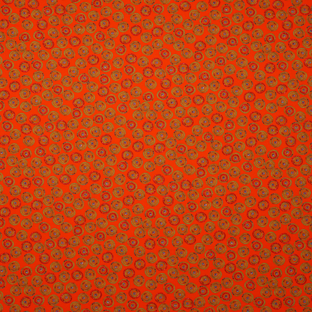 Шелковистый хлопок ярко-оранжевого цвета с набивным рисунком