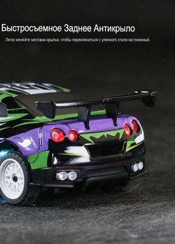 Радиоуправляемая модель для дрифа Nissan GTR зеленый c камерой и гироскопом 1:43 , Набор Sniclo FPV MG 117 , Машина+пульт+Очки FPV V2