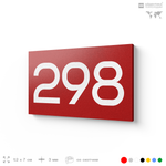 Номер на дверь 298, табличка на дверь для офиса, квартиры, кабинета, аудитории, склада, красная 120х70 мм, Айдентика Технолоджи