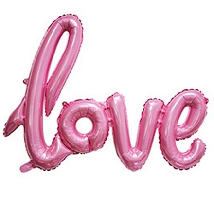 К Надпись, Love, Розовая, 40"/100*70 см, 1 шт.