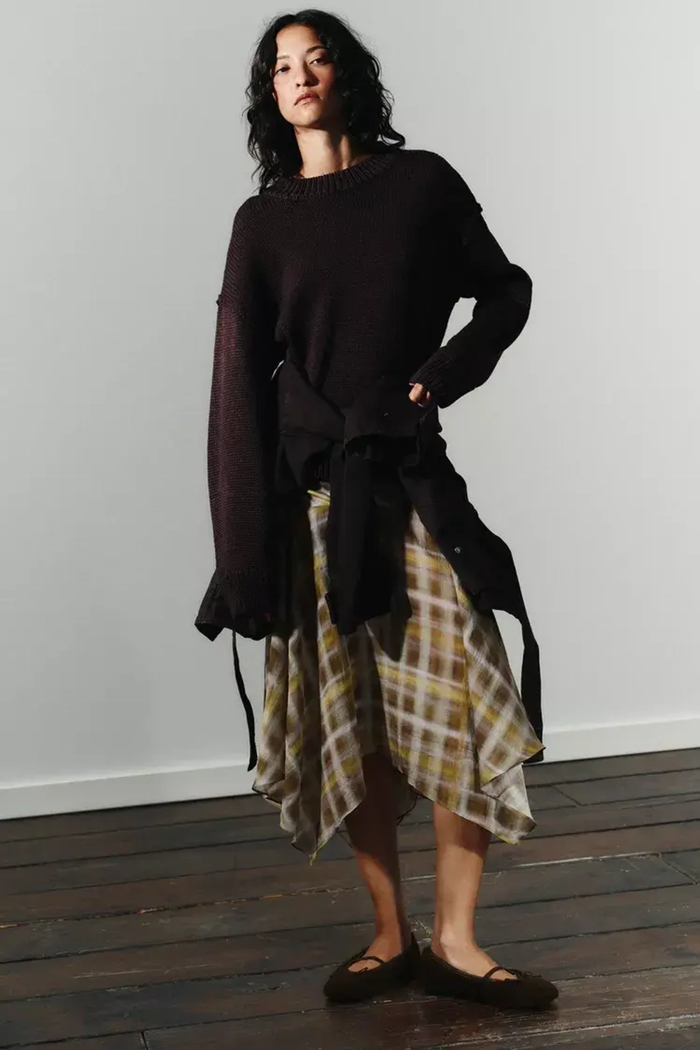 ZARA БАЛЕТКИ ИЗ ИСКУССТВЕННОЙ ОВЧИНЫ, КОРИЧНЕВЫЙ