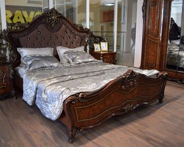 Кровать ДЖОКОНДА с мягким изголовьем корень  глянец