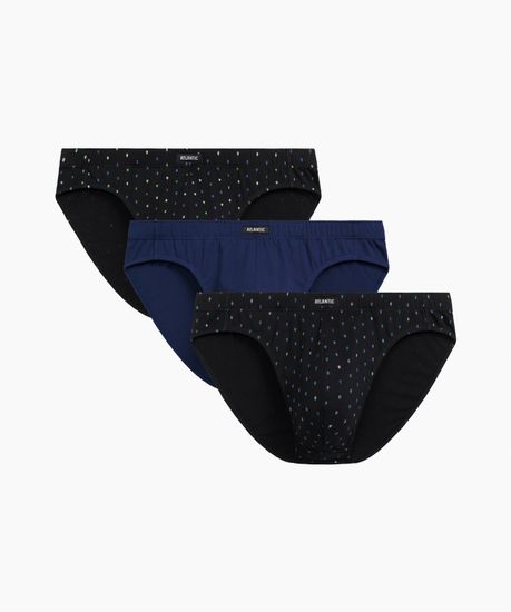 Мужские трусы (3шт) слипы спорт Atlantic 3MP-204, хлопок, черный + темно-голубой + черный