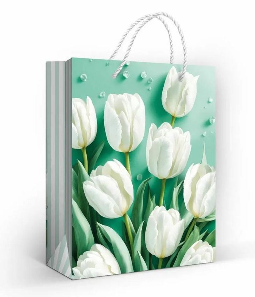 Пакет подарочный "Белоснежные тюльпаны"(ГК Горчаков)