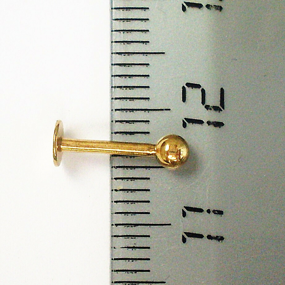 Лабрета для пирсинга губы с шариком 3 мм, длина штанги 8 мм. Медицинская сталь, золотое анодирование. 1шт