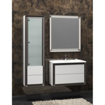 Тумба КАПРИ 80, Белый глянцевый/Орех антикварный, Нагал