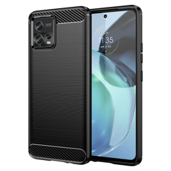 Чехол черного цвета защитный в стиле карбон для Motorola Moto G72, серия Carbon от Caseport