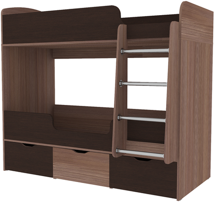 Кровать двухъярусная КарИВи Малыш Двойняшка Бодего Темный Венге