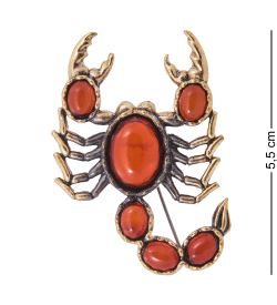 AM-4175 Брошь «Скорпион Толстохвосты» (латунь, янтарь)