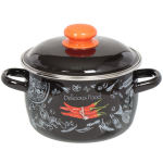 Кастрюля сталь, эмал, 2 л, с крыш, крышка сталь, Appetite, Chilli, 1МС161Р, чер, индукц