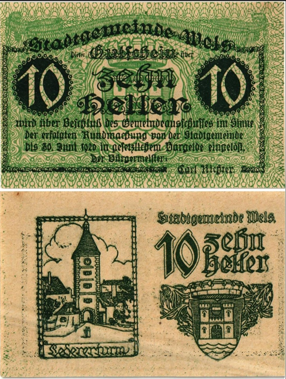 Австрия 10 геллеров 1920 Вельс aUNC