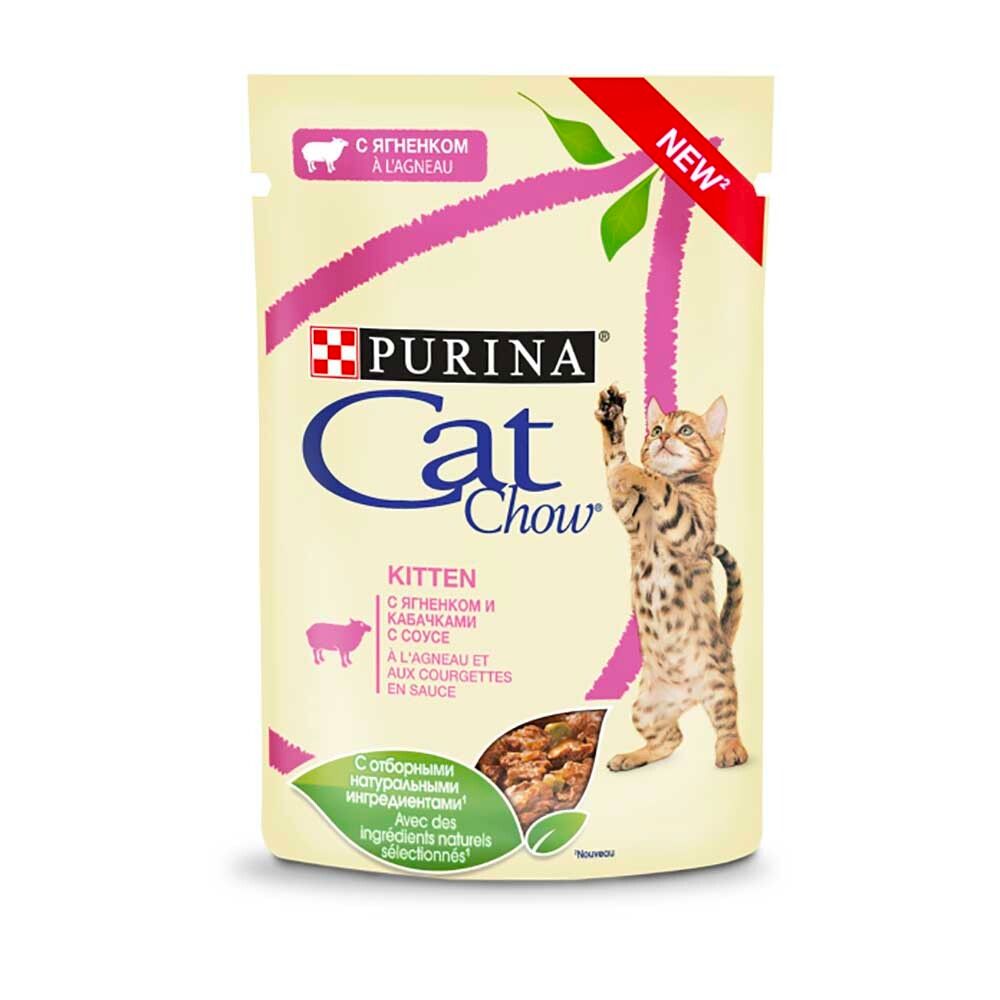 Cat Chow Kitten ягненок/кабачок в желе - консервы для котят 85 г