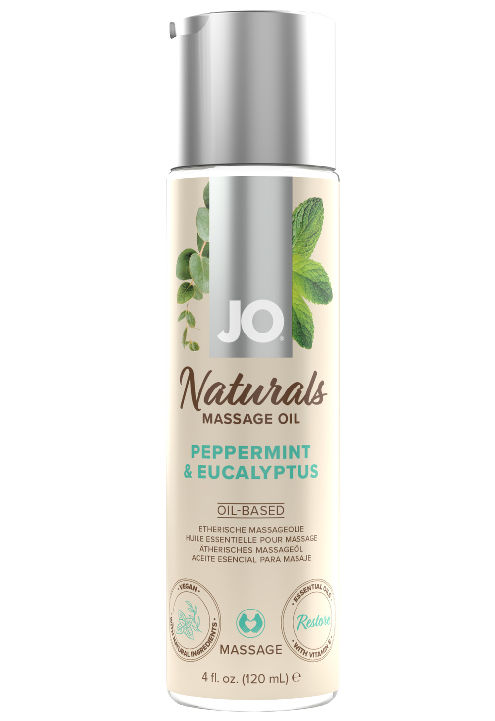 JO Peppermint & Eucalyptus - Массажное масло Мята и эвкалипт, 120 mL