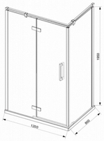 BS120.3113AB Душевой уголок Bravat Blackline R 1200*800*7950 правый прямоугольный черный