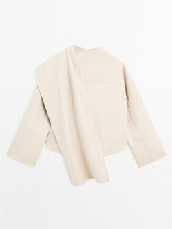 Massimo Dutti Короткое пальто с платком, натуральный