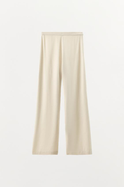 ZARA АТЛАСНЫЕ БРЮКИ ИЗ 100% ВИСКОЗЫ, ЭКРЮ