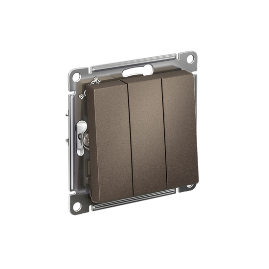 Выключатель 3-кл. СП AtlasDesign 10А IP20 (сх. 1+1+1) 10AX механизм мокко SE ATN000631