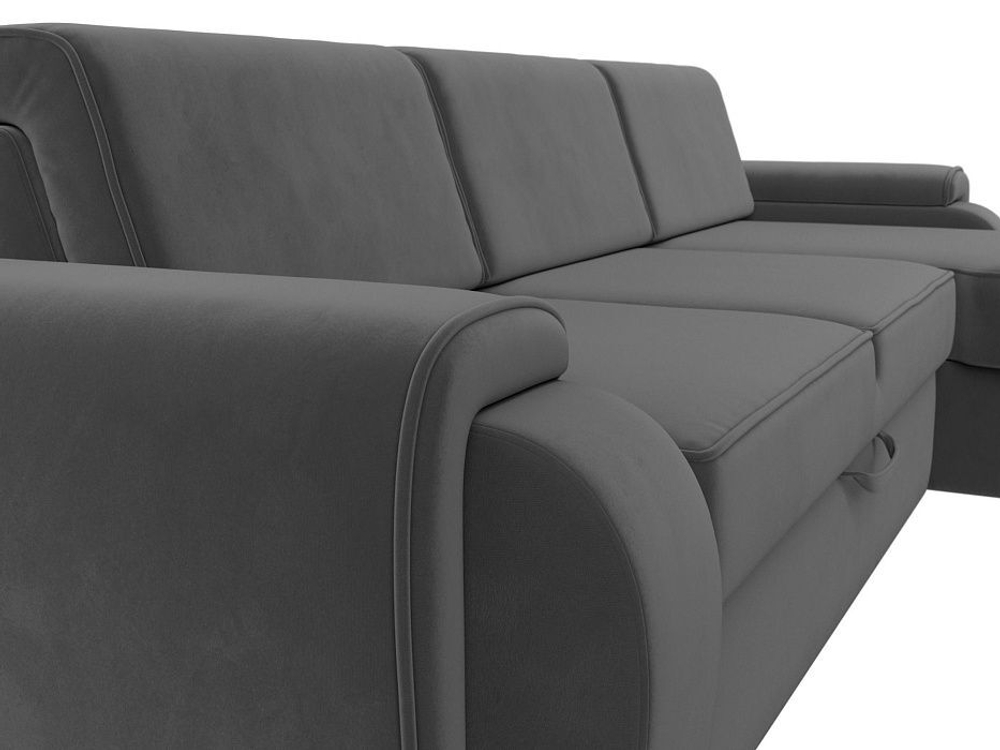 Диван угловой Лига-025 правый угол, Серый, Велюр, 119239