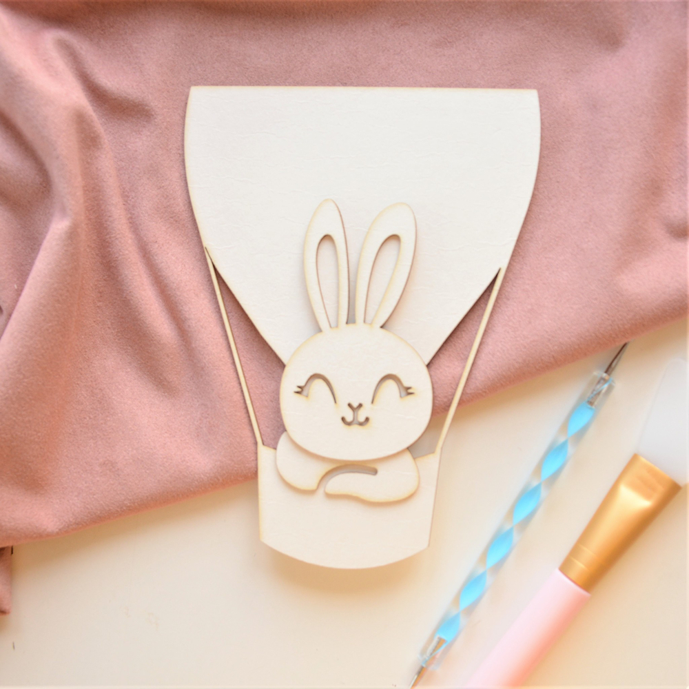 Заготовка для тиснения "Заяц на воздушном шаре"