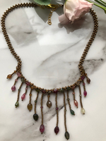 Колье из бисера ручной работы с камнем Турмалин