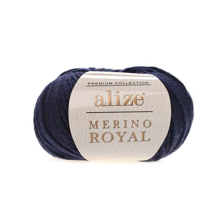 Мерино роял (Merino royal) пряжа Alize 100%шерсть5х50г/100м 58 темно синий