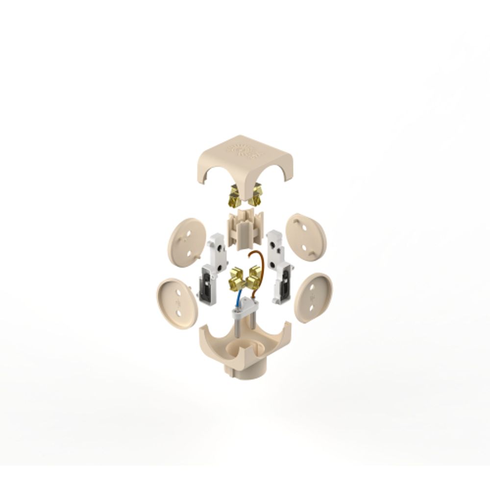Разветвитель электрический ЭРА SP-4-I на 4 розетки без заземления 16А слоновая кость