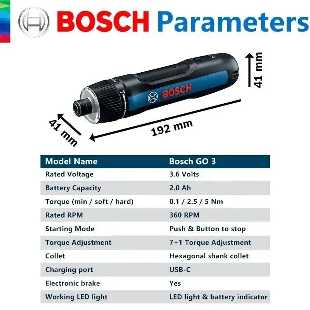 Аккумуляторная отвертка Bosch GO 3 поколение,5 Нм Профессиональная версия.Принесите двусторонний бит.