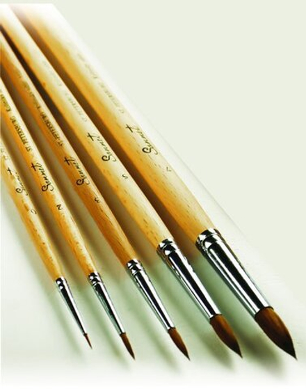 Кисть из колонка микс "Сонет", круглая, длинная лакированная ручка, №1