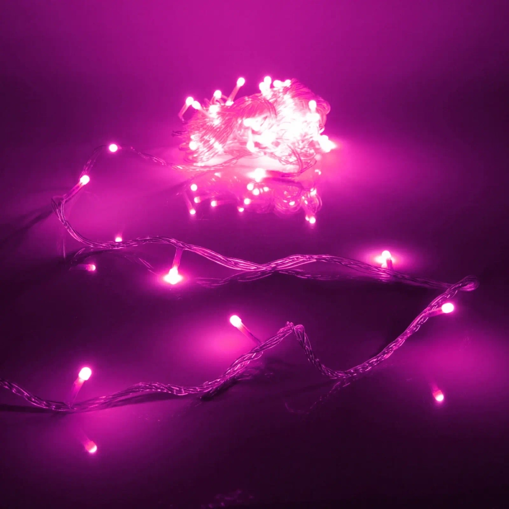 Гирлянда для дома «Bright light» 9,5м 100 ламп LED прозрач.пров.,8 реж, IP-20, Фиолетовый (возможность соединения)