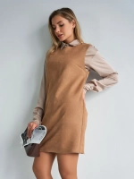 Платье сарафан офисное замшевое А силуэт