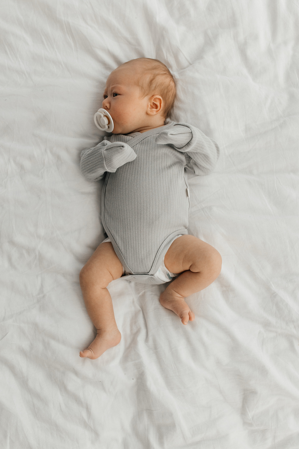 Боди с длинным рукавом с запахом, Серый