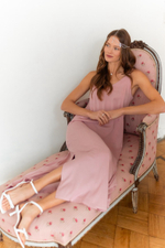 Платье-комбинация с разрезом для беременных и кормящих, Розовый