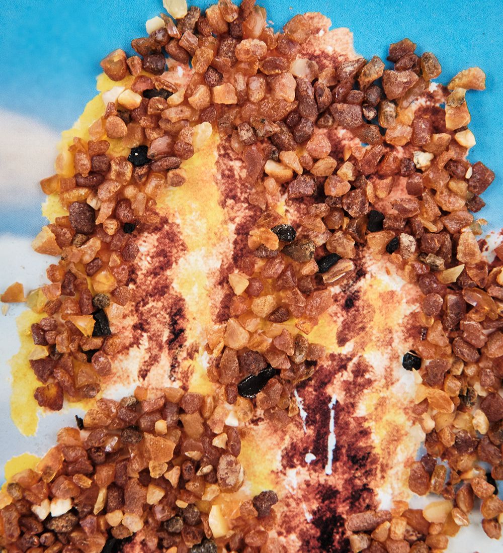 AMB-01/78 Картина «Сентябрьский этюд» (с янтарной крошкой) пласт.рамка 33х42см