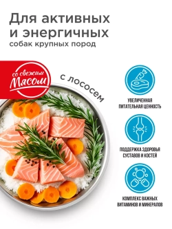 Корм для крупных собак, лосось, 12 кг, активность и энергия