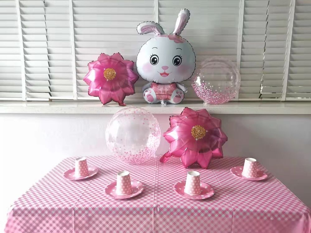 Шар (33''/84 см) Фигура, Зайка с бантиком, Розовый, 1 шт.