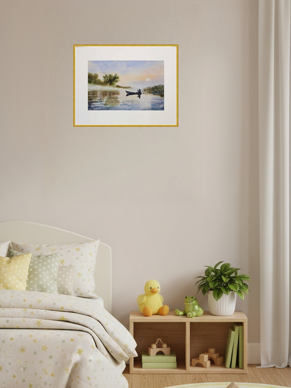 Картина авторская акварельная в паспарту 30х40 см на стену для интерьера "Тишина"